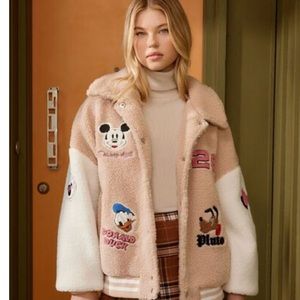 Disney Mickey & Friends Varsity Jacket School Girl Adult Patches Medium